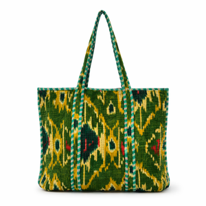 Bolso de Mano Personalizado Green Lady, Reversible, Estilo Bohemio Vintage, de Terciopelo Ligero, para Verano, de 18 Pulgadas, para Compras y Viajes, de Lona - Product Image 1