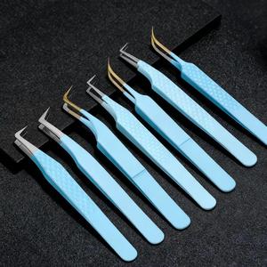 Juego de Pinzas Quirúrgicas de Precisión para Pestañas Morje MS-ET-0007, Punta Dentada/Serrada de 10 mm, Acero Inoxidable, Mango Degradado Rosa y Negro - Product Image 1