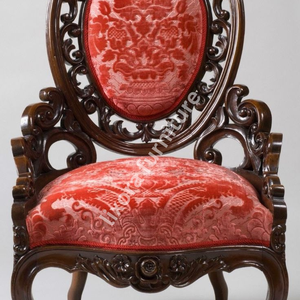Luxury Handcrafted Solid Wood Dining <b>Chair</b> Ornate Baroque Scroll Carving <b>Red</b> <b>Velvet</b> Upholstered Seat - Product Image 3