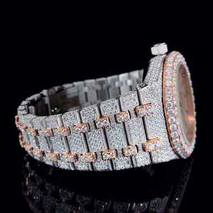 Reloj de Cuarzo con Diamantes de Aleación de Acero Inoxidable de 43 mm, Suministro Directo de Fábrica, Esfera de Cristal, Resistente al Agua 30 m, Estilo Hip-Hop para Hombre - Product Image 1