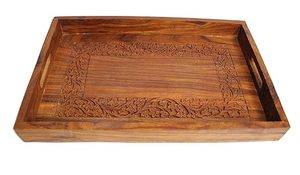 Natural Wood Handmade Wooden Carving Serving <b>Tray</b> for <b>Storage</b> <b>Tray</b> from Indian Manufacturer and Supplier - Product Image 2