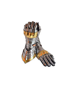 Guantes de Acero Medievales, Guanteletes Góticos con Forro de Cuero y Detalles en Latón, para Disfraces de Reenactamiento, Protección para Brazos - Product Image 1