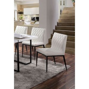 Set di 2 Sedie da Pranzo in Ecopelle Avorio Stile Contemporaneo con Telaio in Metallo Nero e Seduta Imbottita per Arredamento Sala da Pranzo - Product Image 4