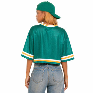 Maillot de football américain personnalisé pour femme, coupe oversize, en maille, col en V, manches courtes, marque privée, vente en gros - Product Image 3