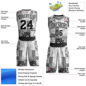 Uniformes de Baloncesto Personalizables, Blancos, Azules y Rojos, Sublimados, Pantalones Cortos de Malla, Nombre del Equipo, Número 00, Unisex, Adulto, Todas las Temporadas - Product Image 5