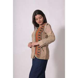 Chaqueta vintage de algodón kantha para mujer, abrigo de diseñador. - Product Image 4