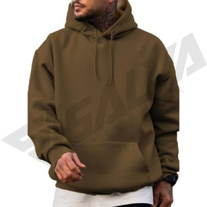 Sweat-shirt à capuche marron pour homme, coupe classique, décontracté, avec blocs de couleur, en tissu tricoté, écologique, 100 % coton, avec poche doublée - Product Image 3
