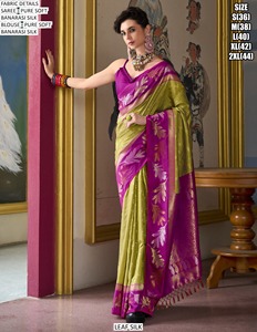 Sari Tradicional de Seda Mehira con Estampado Floral para Bodas y Diwali, Absorbe la Humedad y Evita Arrugas, para Todas las Temporadas - Product Image 4