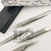 Pinzas plateadas de nuevo estilo para extensión de pestañas, pinzas para extensión de pestañas, agarre de diamante, pinzas para pestañas con logotipo sostenible de visón