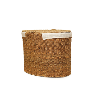 Cesto de Ropa Ovalado Ecológico de Seagrass Natural Tejido a Mano con Tapa Abatible y Forro de Tela Extraíble para Ropa Sucia - Product Image 4