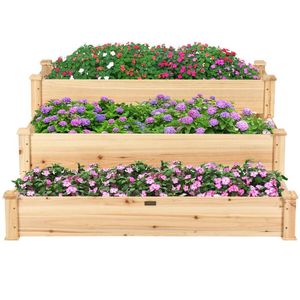 Jardinière en bois surélevée à 3 niveaux pour arrangements saisonniers en extérieur - Product Image 3