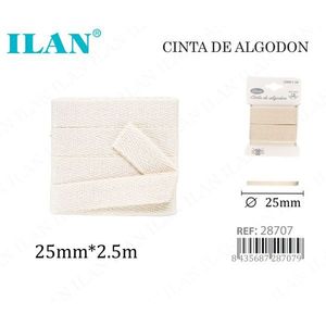 Ilan Cotton Tape 25mm X 2.5m Beige <b>Webbing</b> For Crafting And Sewing - Product Image 1