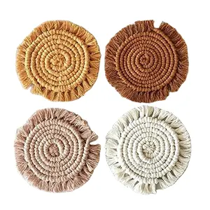 Wholesale Hand Woven Macrame Coaster High Quality Macrame Table Tea Coaster Macrame Coaster for Table Decor