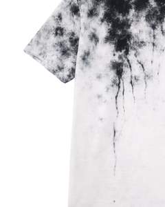 T-shirt Homme Tie-Dye Ombré Noir et Blanc 100% Coton Col Rond Manches Courtes Lavage Vintage Décontracté Streetwear OEM - Product Image 5