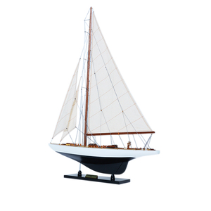 Endeavour Sailboat Schooner <b>Yacht</b> Model - Black & White Painted Small Nautical Decor Business Gift 59.94Lx11.43Wx77.98H cm - Product Image 2