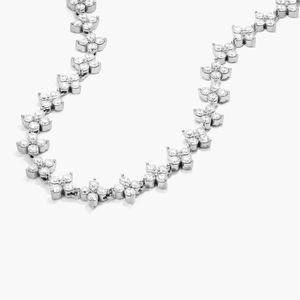 Rose Gold Blossom Lab-Grown Diamond Tennis <b>Necklace</b> Women's Luxury Filled - Product Image 4