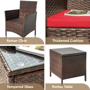 DB Durable Outdoor Rattan <b>Garden</b> Set 4-Piece Polyester Loveseat with Glass <b>Table</b> Contemporary Style for Patio & <b>Garden</b> Use - Product Image 4