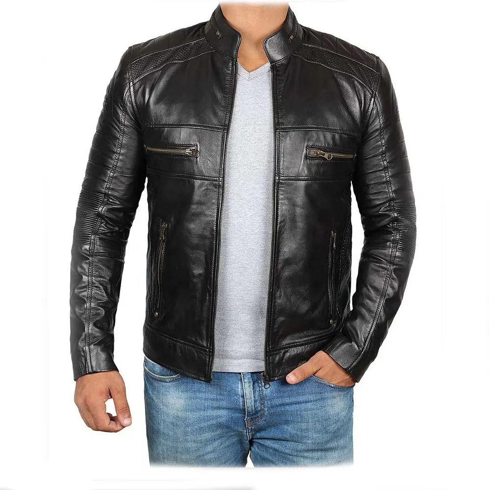 Custom New Fashion Genuine Leather Jacket Men Slim fit Leather jacket