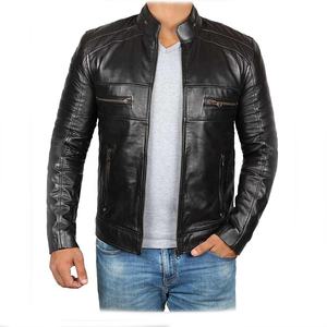 Blouson personnalisé en cuir véritable pour homme, veste Slim fit à la mode - Product Image 1