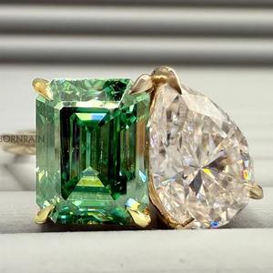 แหวนแต่งงานเซอร์คอนทรงรีสำหรับสตรีสีเงินแท้925รูปวงรีสำหรับผู้ทดสอบการตั้งค่ากรอบสำหรับใส่บัตรงานแต่ง - Product Image 2