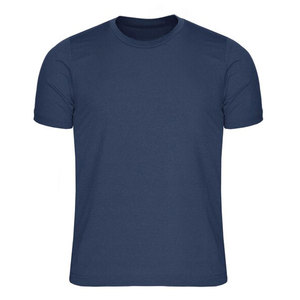 Camiseta Casual de Punto para Hombre, Cuello Redondo, Manga Corta, Color Azul Marino, Corte Regular, Diseño Liso Teñido - Product Image 1