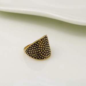 Gold Plated Brass Cocktail <b>Ring</b> With Ball Pattern Vintage Style Unisex Fashion <b>Statement</b> Jewelry Daily Wear - Product Image 3