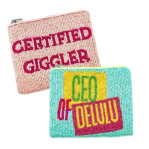 Customized Cherry Design Seed Beaded <b>Coin</b> Pouch <b>Wallet</b> Lovely Accessory with Zipper - Product Image 3