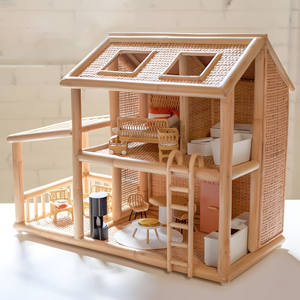 Meubles de maison de poupée en rotin, fournitures pour maisons de poupées, maisons de poupées en bois, jouets ludiques, maisons de poupées à prix le plus bas - Product Image 2
