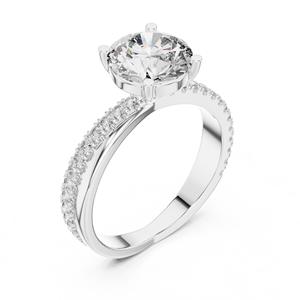 Anillo Solitario de Diamante Cultivado en Laboratorio con Corte Brillante, Certificado por IGI |   Anillo de Compromiso de Plata 925 con Baño de Rodio y Pavé, E-VVS2 0.95ct - Product Image 1