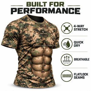 100% Polyester Knitted Sublimation <b>T</b>-<b>Shirt</b> Custom 3D Print <b>Muscle</b> Mens Quick Dry Breathable Gym Tee Wholesale OEM - Product Image 4