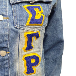 Chaqueta Vaquera Personalizada Sigma Gamma Rho para Mujer, Chaqueta de Mezclilla con Letras Griegas Bordadas, Abrigo Informal de Moda Personalizado - Product Image 6