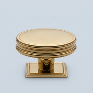 Classic Brass Round Cabinet Knob with Square Backplate <b>Antique</b> Matte Finished Durable Furniture Handle for Kitchen Drawer Door - Product Image 2