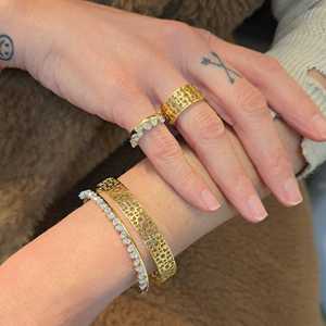 Bagues Statement en Or Massif 14K 18K, Manchettes Ouvertes de Designer Uniques, Vintage, Empilables, Grandes, de Luxe, pour Mariage, Fabrication de Bijoux Fins - Product Image 2