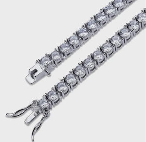 Luxury Round Cut Moissanite Tennis <b>Chain</b> Necklace <b>Iced</b> <b>Out</b> Hip Hop Jewellery Classic Diamond Look Gift - Product Image 3