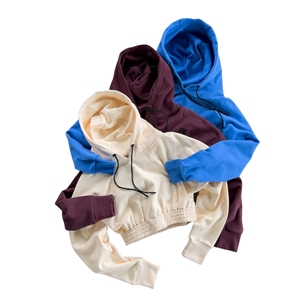 Sudadera Corta con Capucha para Mujer, Manga Larga, Tejida, Lisa, Informal, Transpirable, para Invierno, con Cremalleras, Poliéster, Estampado Digital, 160g - Product Image 6