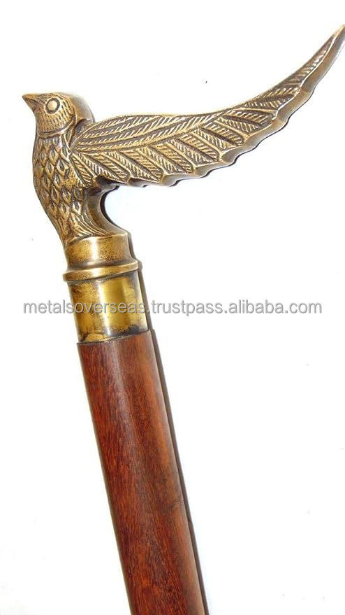 Vintage Uccello con manico a testa bastone da passeggio