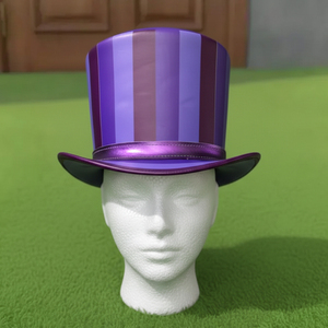 Premium quality custom made Handmade <b>Purple</b> Striped Top <b>Hat</b> Leather Steampunk Cosplay Festival Gothic Style - Product Image 4