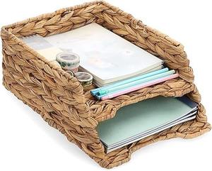 Cesta de Almacenamiento de 2 Niveles para Documentos, Hecha a Mano con Jacinto de Agua, Venta al por Mayor, Ecológica, Hecha en Vietnam - Product Image 1