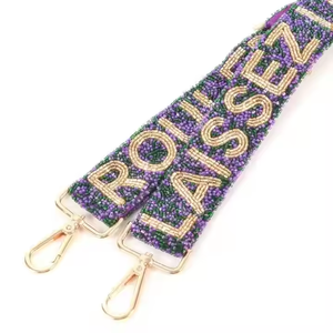 New Fashion Hand Embroidery <b>Seed</b> Beaded bag Strap Belt Customized Logo Handbag - Product Image 3