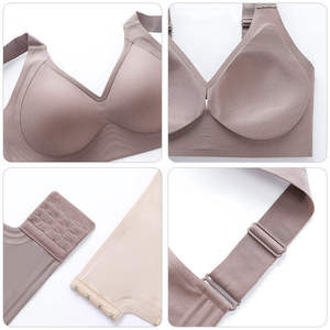 Seamless V-Neck High-Waisted Full Length Sleeveless Sports <b>Bra</b> Solid Color Crisscross Straps Spandex/Nylon Breathable Quick Dry - Product Image 5