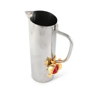 Gobelet en acier inoxydable avec poignée, motif grenade doré, tasse décorative en métal pour eau, café, thé, maison, hôtel, restaurant - Product Image 2