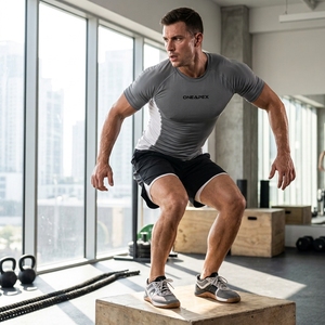 <b>Men</b> <b>Compression</b> T <b>Shirt</b> Gray Short Sleeve Athletic Gym Training Sportswear Custom Logo Fitness Running Workout <b>Shirt</b> - Product Image 5