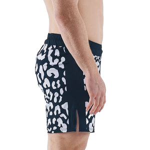 Shorts d'arts martiaux pour hommes, imprimé léopard noir et blanc, équipement d'entraînement de Muay Thai et de kickboxing - Product Image 4