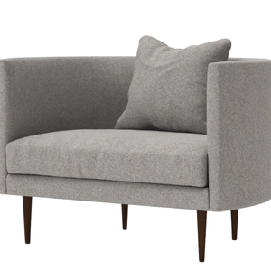 Sofá de Dos Plazas Swoon May, Color Gris Neutro, Tapicería de Madera Maciza, Patas Cuadradas Oscuras y Cónicas, Diseño Moderno para Sala de Estar u Hotel, Superventas - Product Image 3