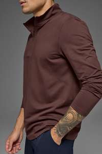 Men's Outdoor Fitness Half <b>Zip</b> Long Sleeve T <b>Shirt</b> Breathable Running Sportswear Custom Logo - Product Image 5