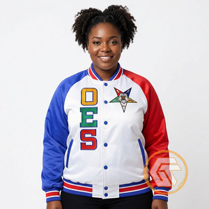 Chaqueta universitaria bordada de satén Eastern Star OES transpirable de secado rápido para mujer con botones cubiertos, 100% poliéster seda - Product Image 3