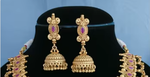 Ensemble de collier doré antique de haute qualité ensemble de collier plaqué or avec boucles d'oreilles pour la collection de vêtements de mariage pour les femmes - Product Image 2