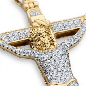 Diamond Crucifix <b>Cross</b> Pendant 10K Solid Gold Lab Grown IGI Certified Brilliant Cut Religious Christian Luxury Wedding Unisex - Product Image 3