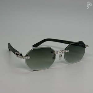 Gafas de Sol de Lujo Verdes con Diamantes de Moissanita Redondos con Corte VVS, Gafas de Diseño con Incrustaciones de Diamantes para Unisex - Product Image 3
