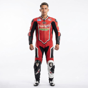 Combinaison de course pour homme Zonda Pro 1 pièce en cuir de vache véritable/cuir de kangourou, style MotoCP, combinaison blindée niveau 2 - Product Image 1